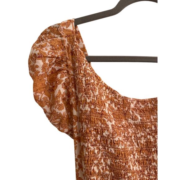 Free People Ultraviolet Maxi Dress Puff Sleeve Smocked Boho Milkmaid Cottage L - Picture 5 of 10